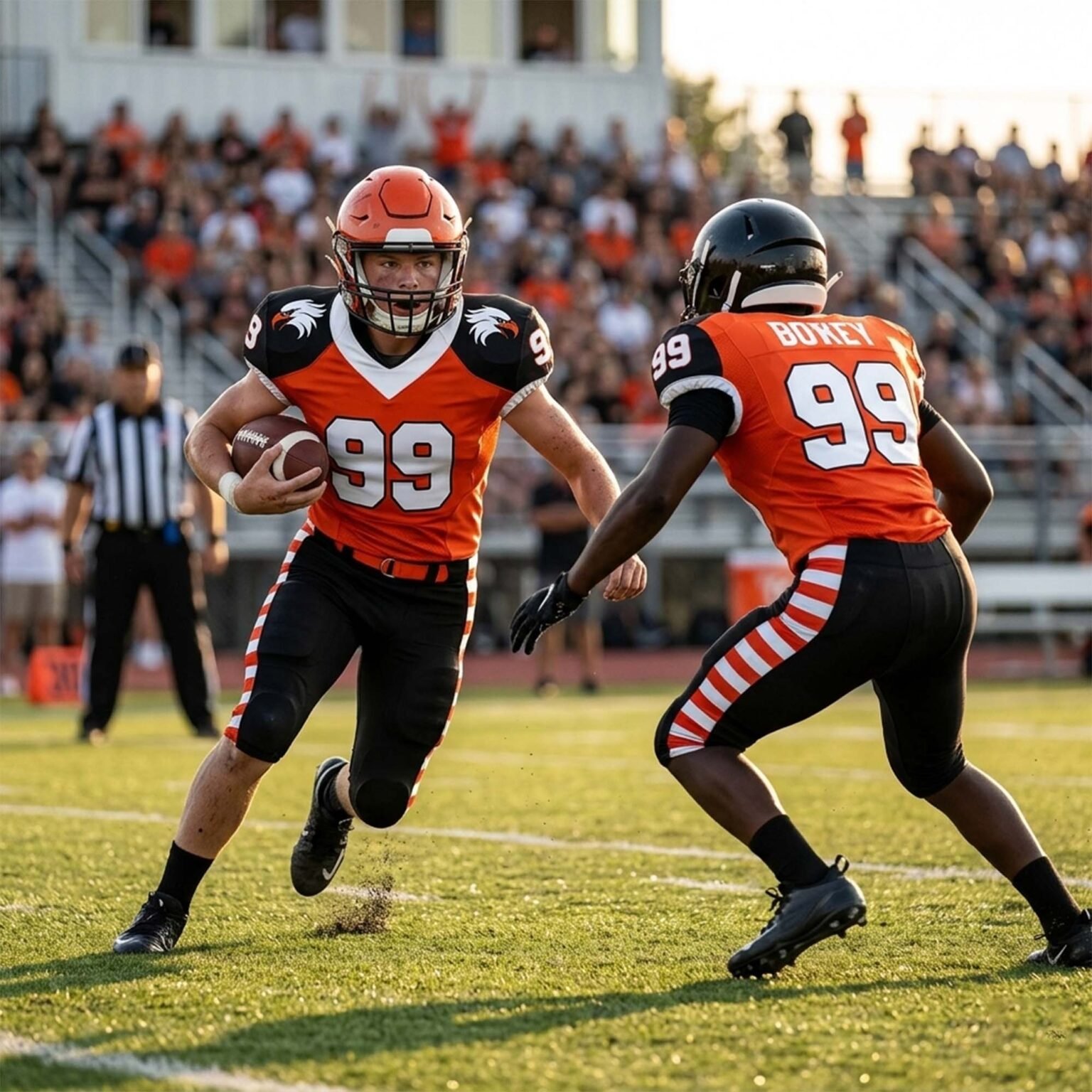 Custom Football Uniform Youth in Orange Black